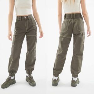 BDG Urban Outfitters High Rise Olive Denim Cargo Jogger Pants Size 24